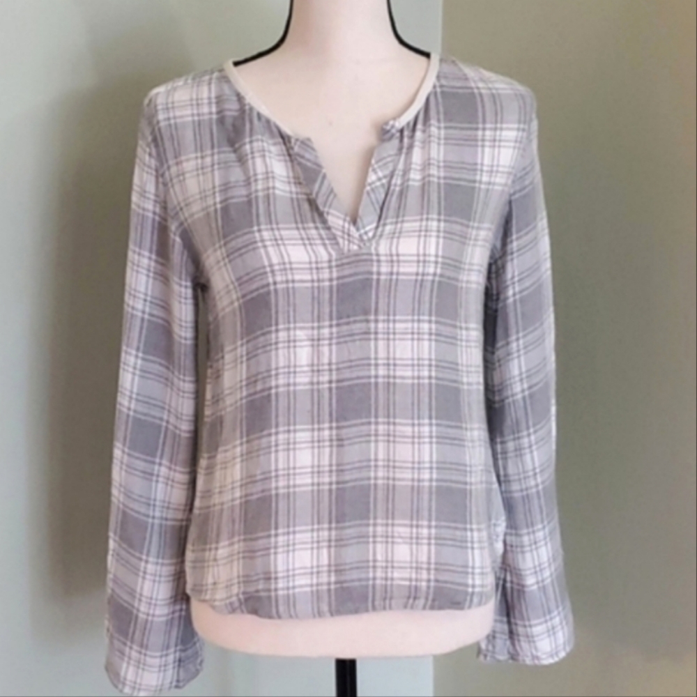 Cloth & Stone (Anthro) Gray Plaid/ Flannel Top - XS